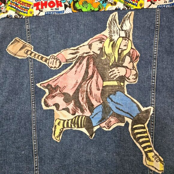 Superheroes Artist Created Denim Jacket Comicon Batman Thor Spiderman Hulk 2XL - Picture 3 of 11